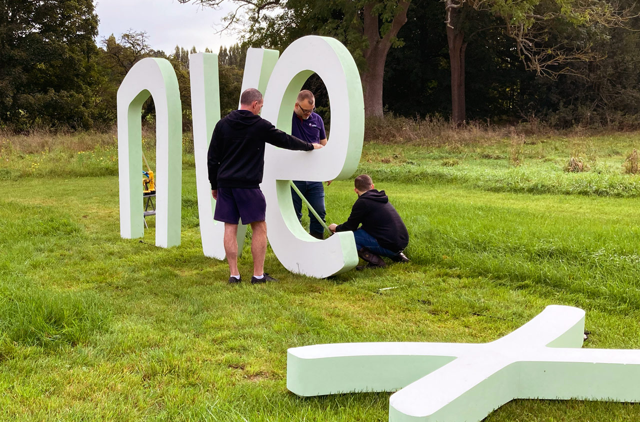 Installation of the large Convex letters
